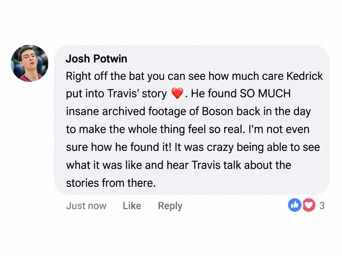 Customer Comment from Josh Potwin
