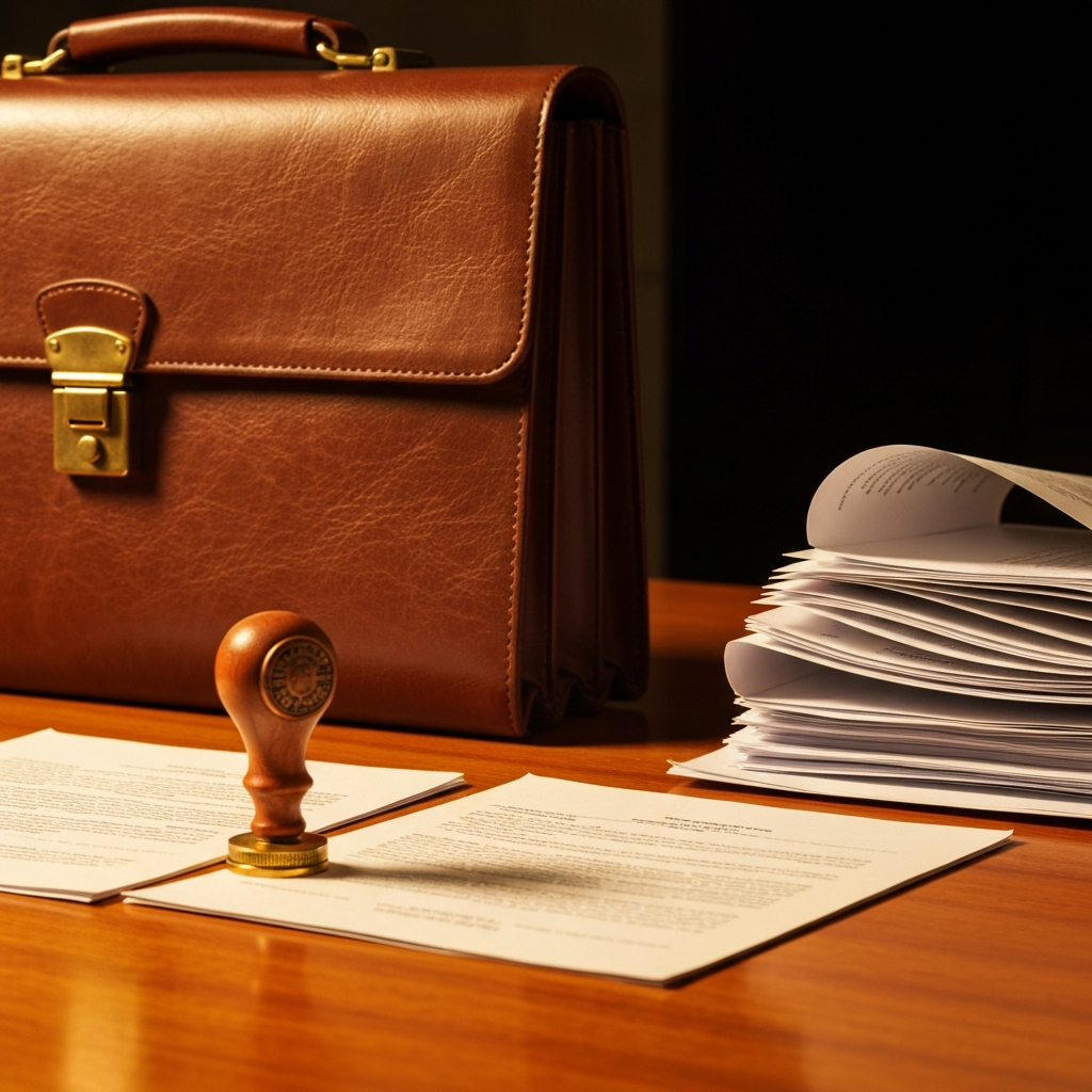 Briefcase and legal documents