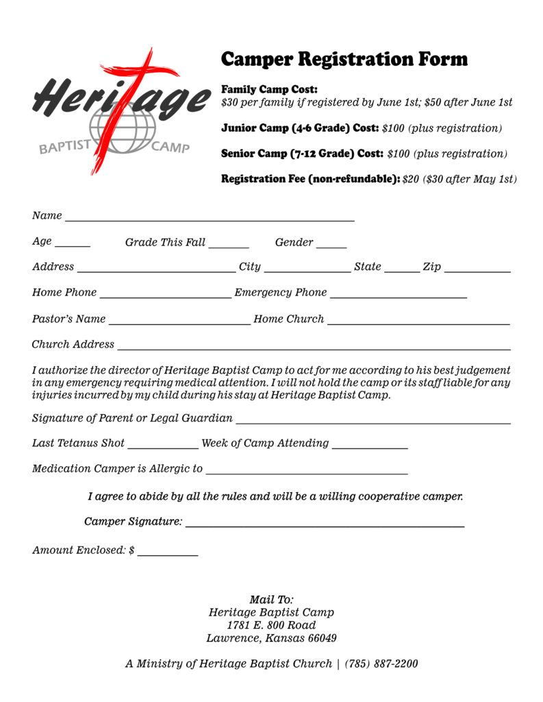 Camper Registration Front