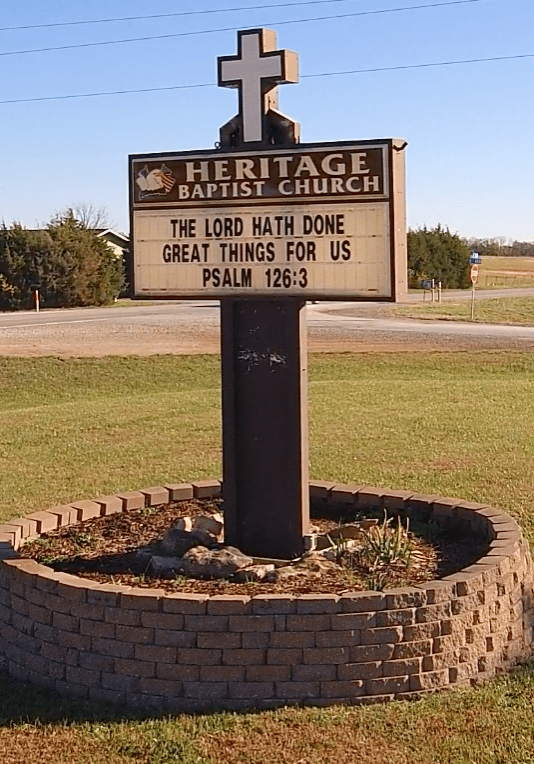 Heritage Baptist Church Sign