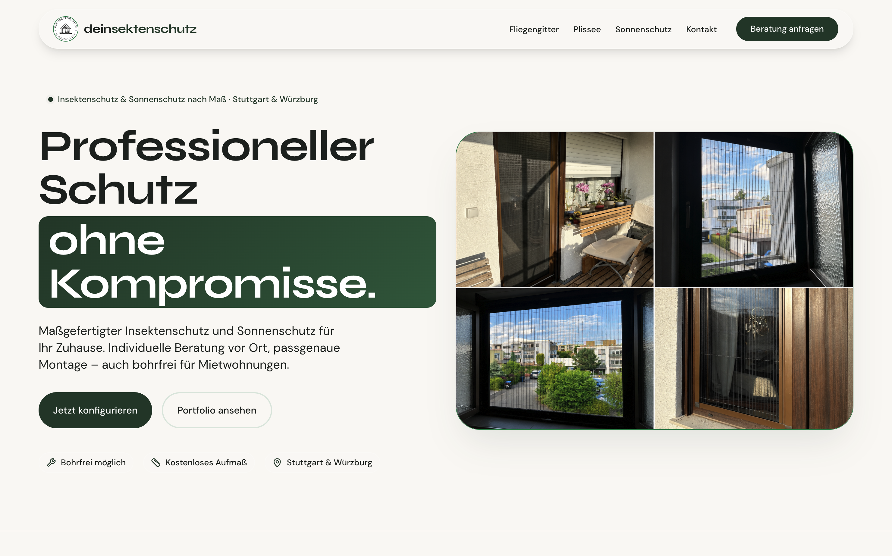 DEIN INSEKTENSCHUTZ – Website mit Konfigurator | WOUWEB Webdesign