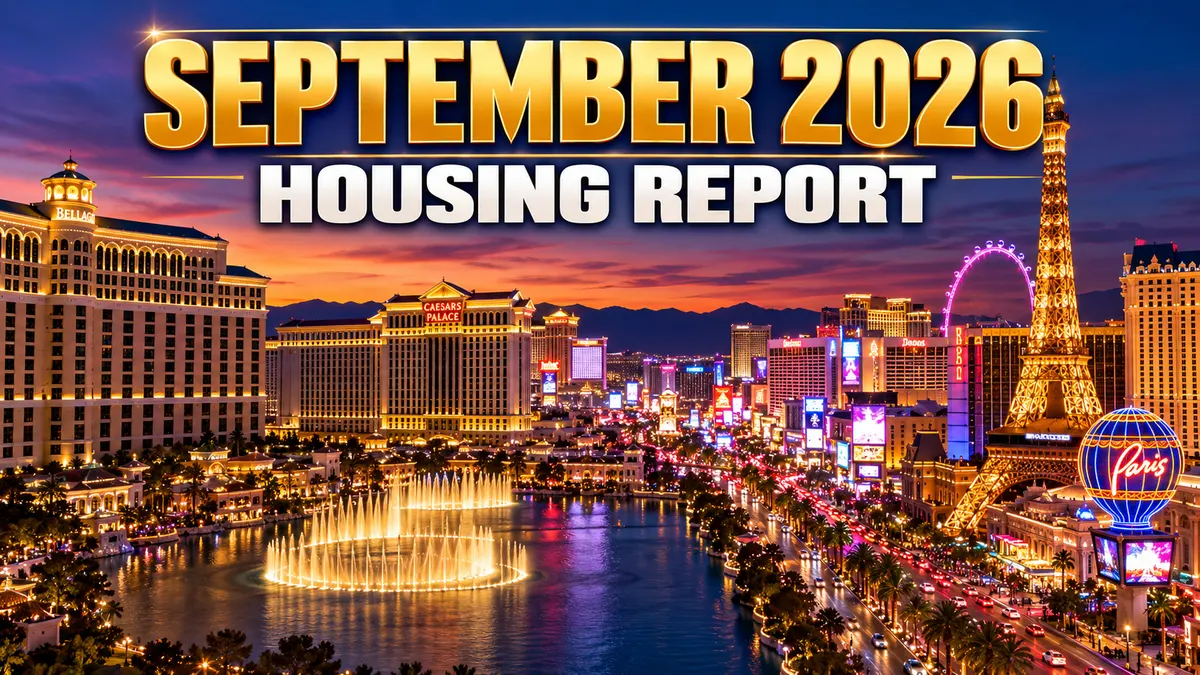 September 2026 Housing Report — Las Vegas Strip skyline and Bellagio fountains at dusk