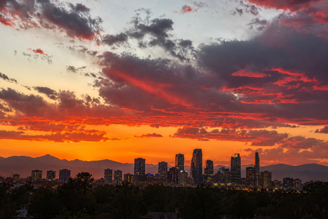 Vibrant Denver Skyline at Sunset