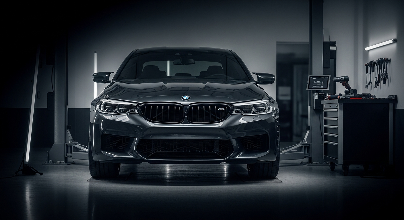 Luxury BMW in premium dark setting
