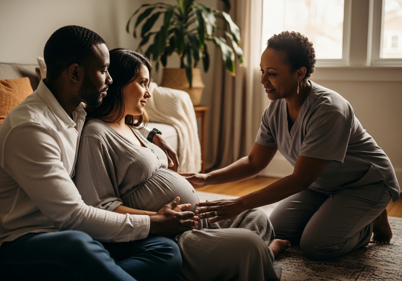 CNM consulting with expectant couple