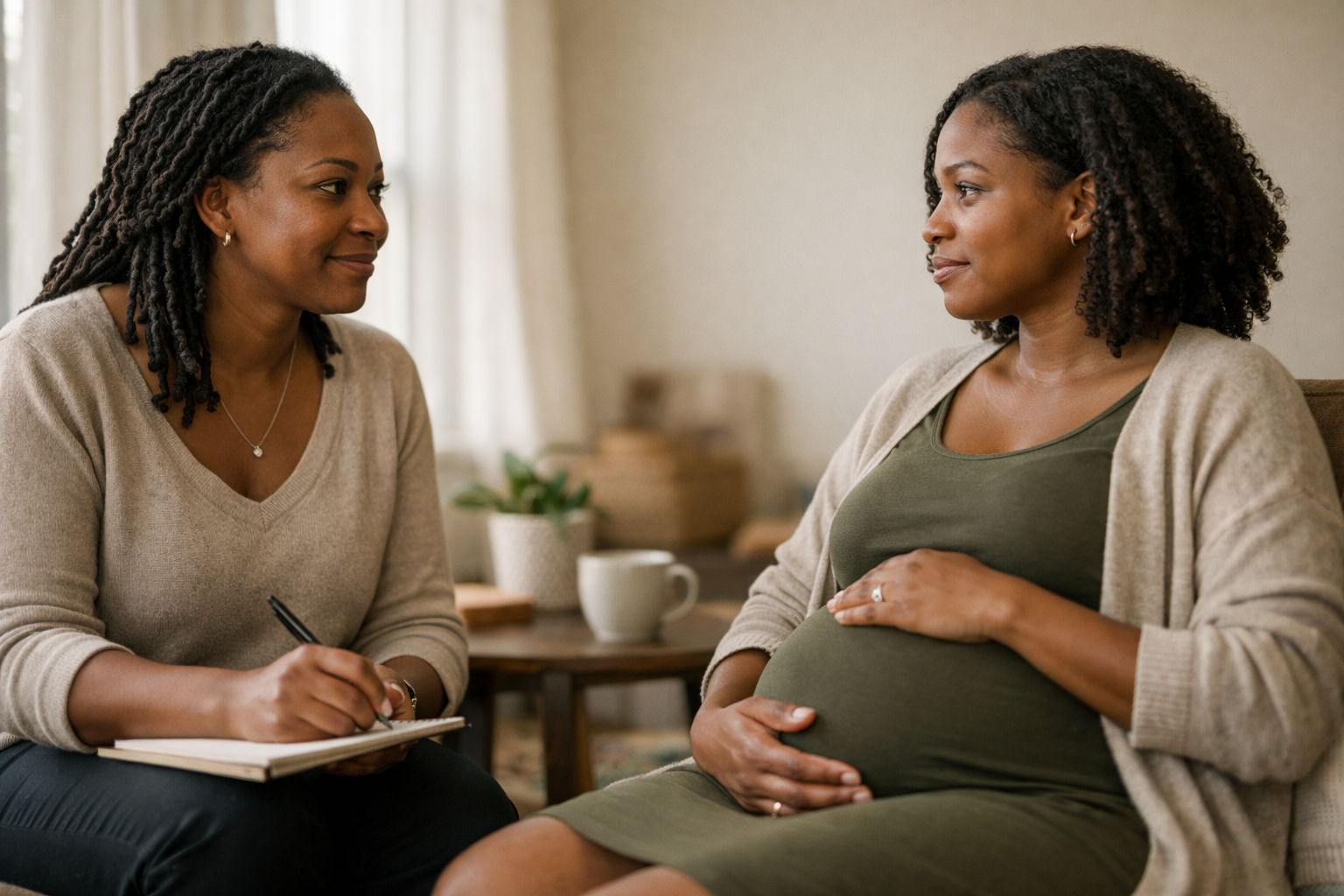 CNM in conversation with expectant mother