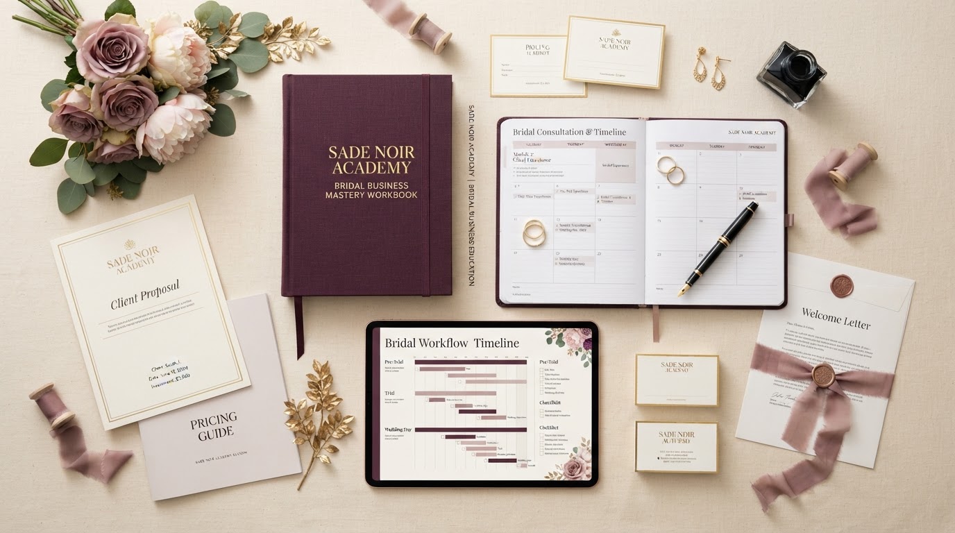 Sade Noir Academy luxury bridal beauty business workbooks and workflow materials