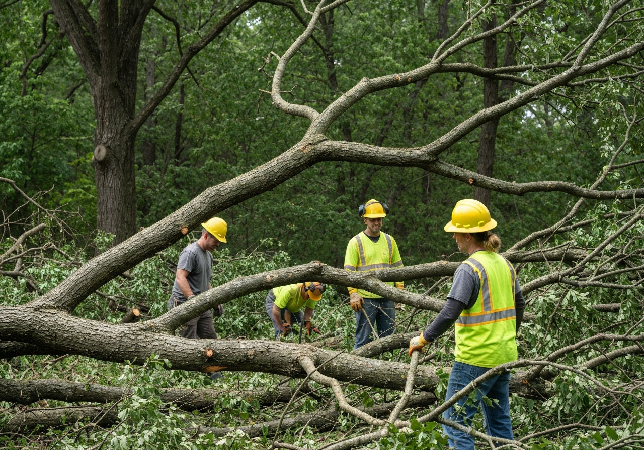 Storm debris cleanup and tree processing