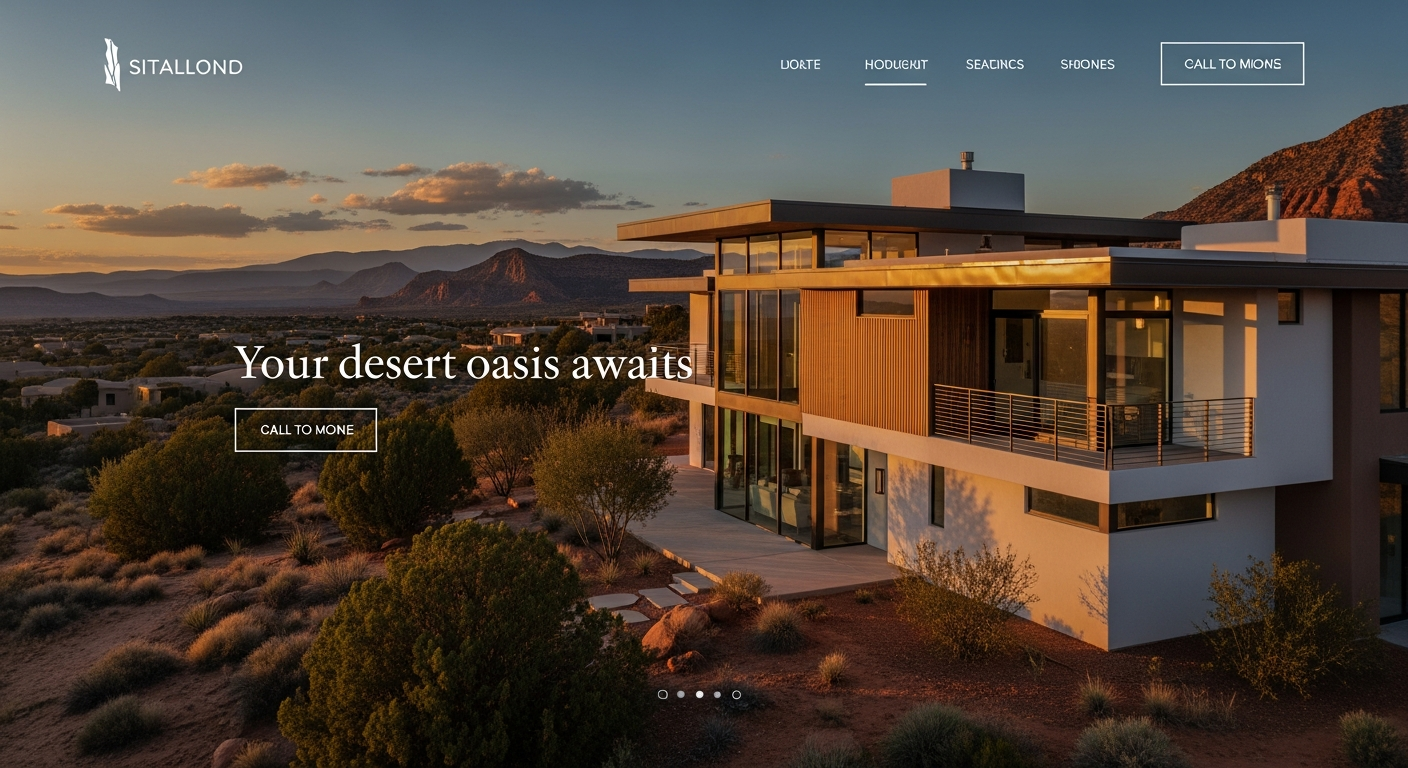 Modern New Mexico home at sunset