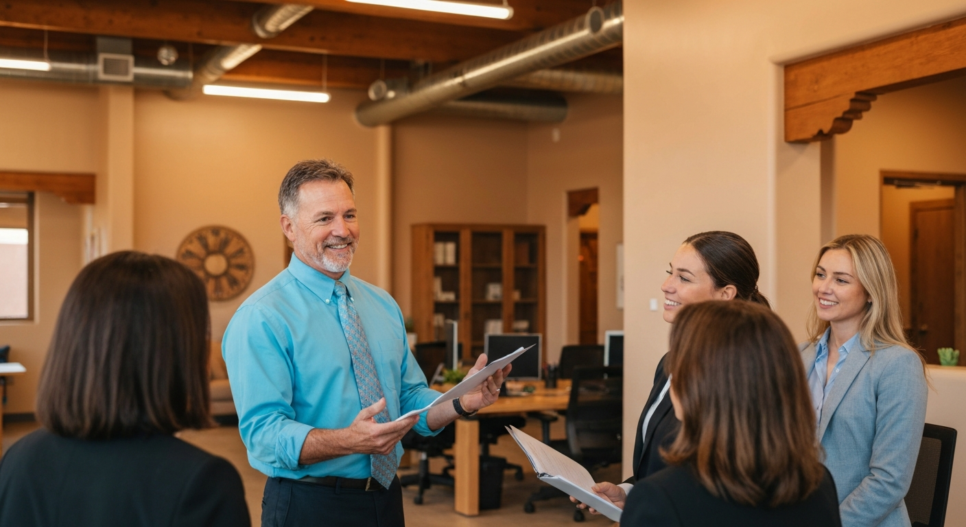 Real estate professionals collaborating