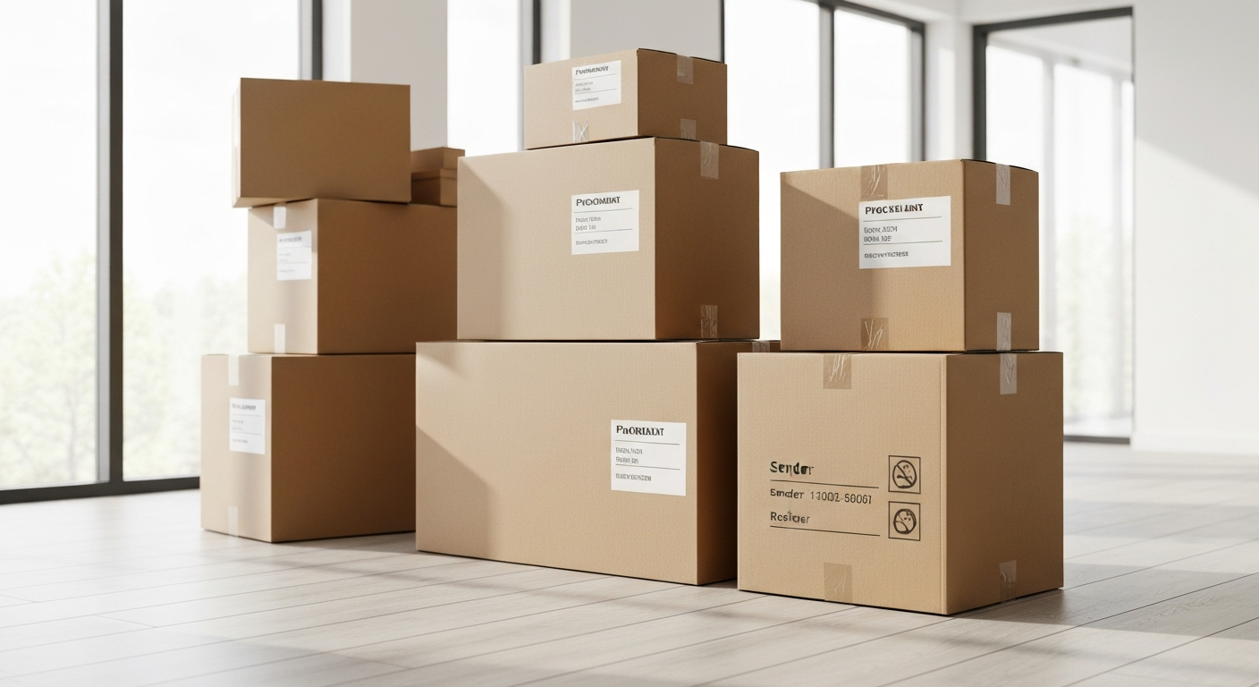 Seniorenumzug und gepackte Umzugskartons