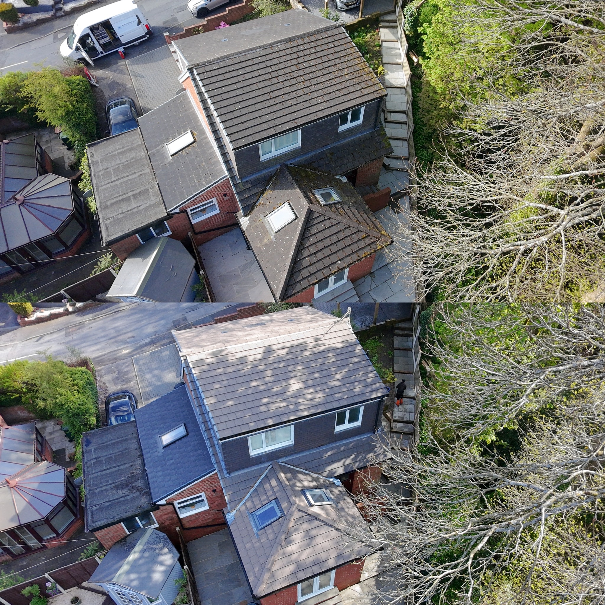 Professional exterior cleaning results showing before and after transformations for project 6