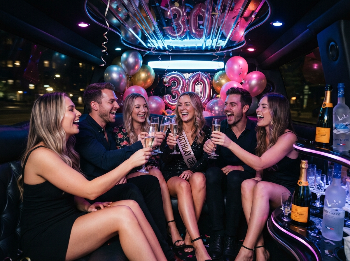 Birthday party limo celebration