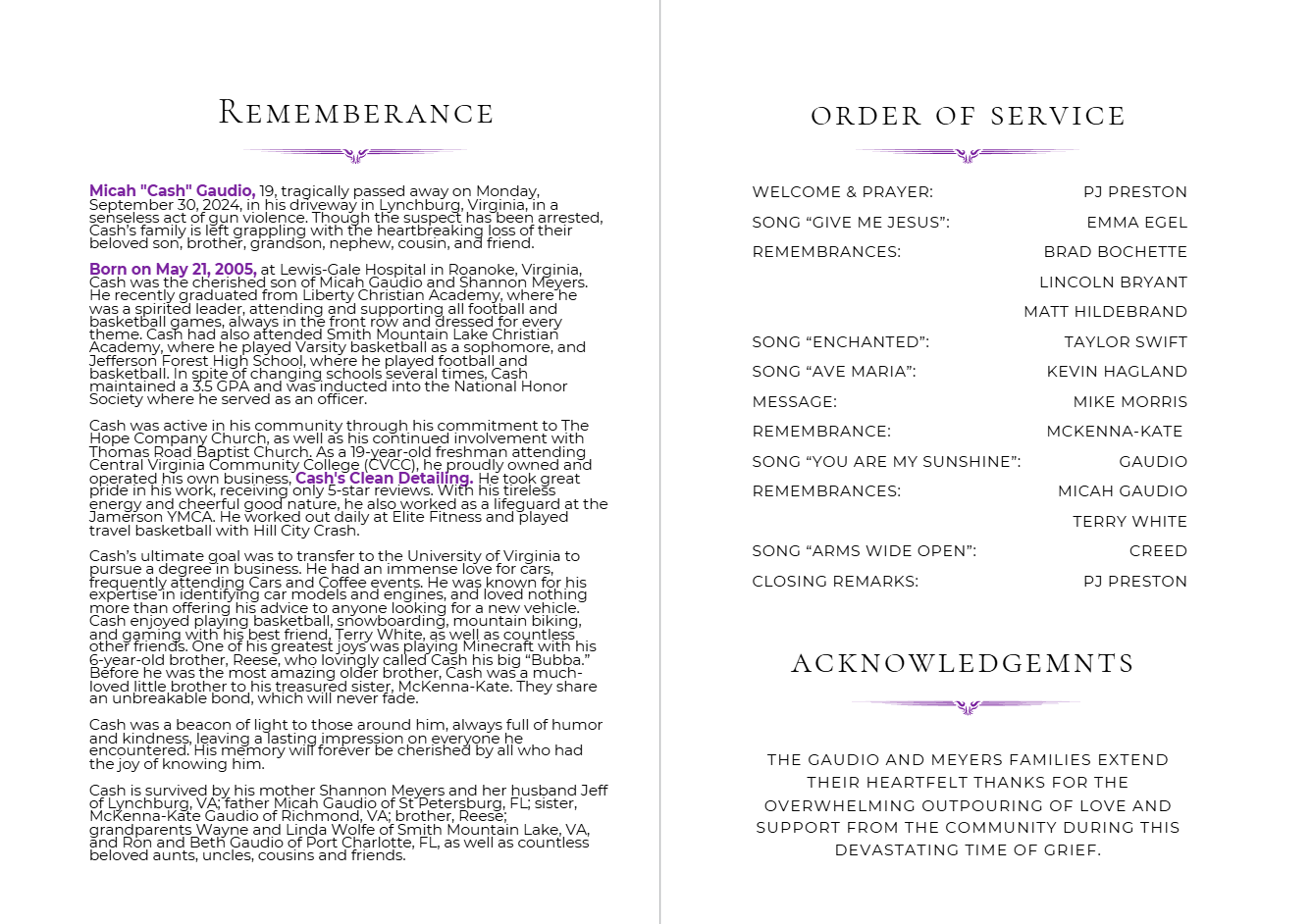 Memorial Program Page 2