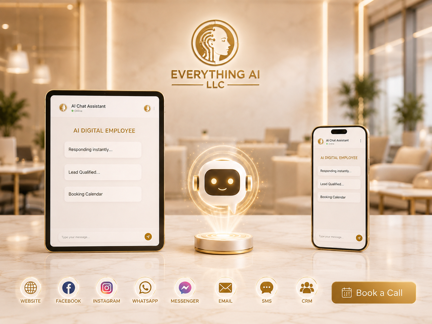 Social Media DM Response Agent — AI Chat Assistant automating Instagram, Facebook, WhatsApp, Messenger, SMS, and CRM lead qualification and appointment booking for businesses, by Farkhan Shah and Everything AI LLC — Autonomous ContentOS AI Automation System