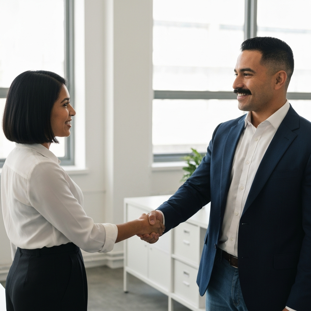 Two professionals shaking hands