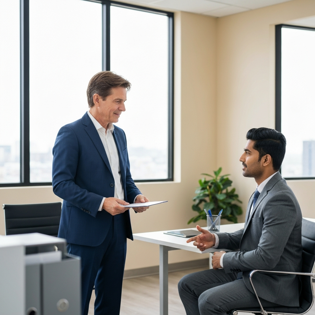 Insurance agent meeting with a business owner