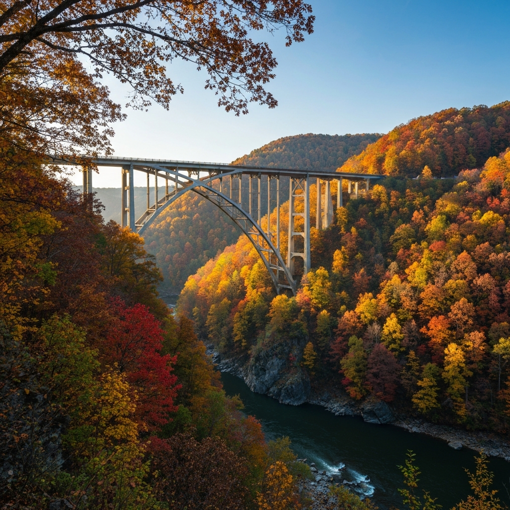 Beautiful scenery of Beckley, WV featuring the New River Gorge Bridge near the CDL Assist training facility