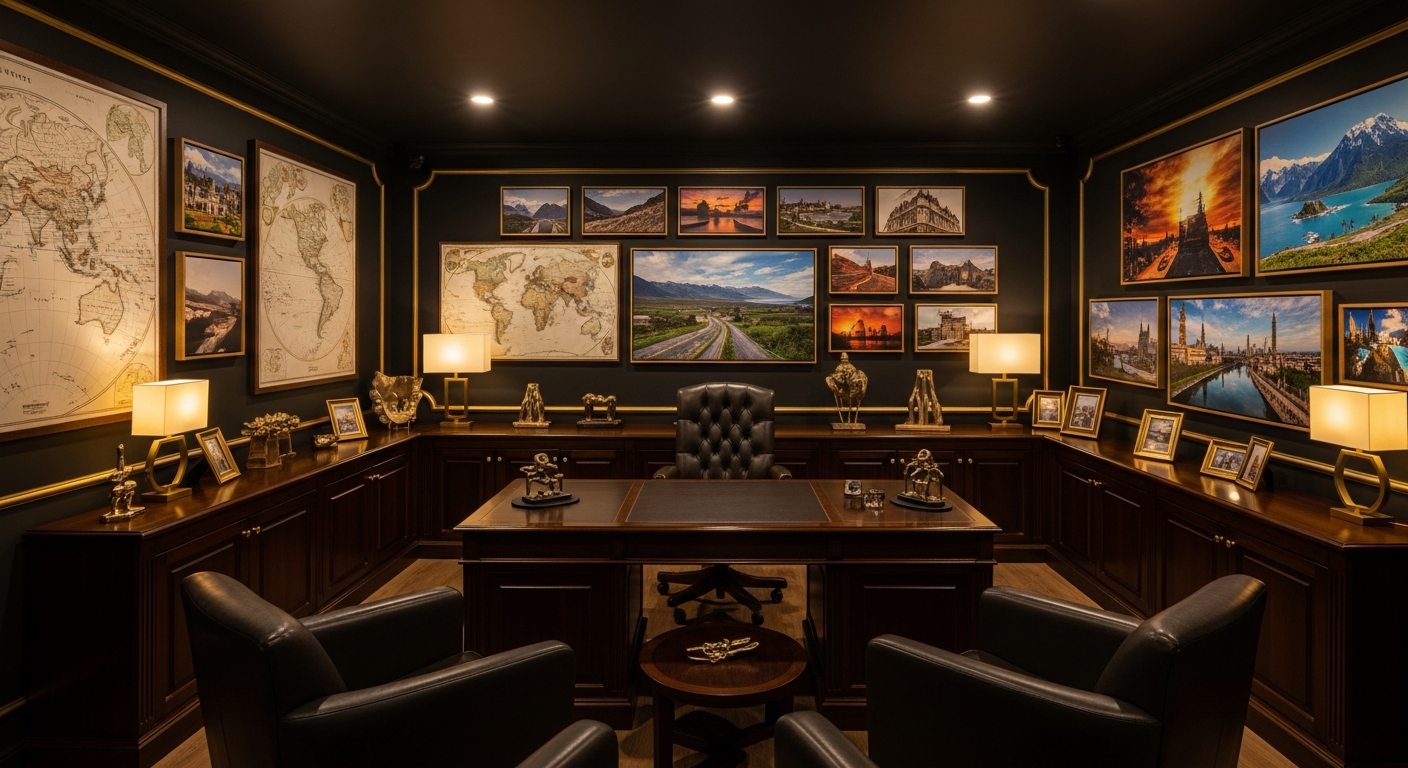 Warm friendly travel office environment
