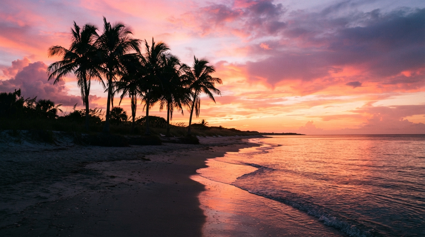 Florida coastline at golden magic hour