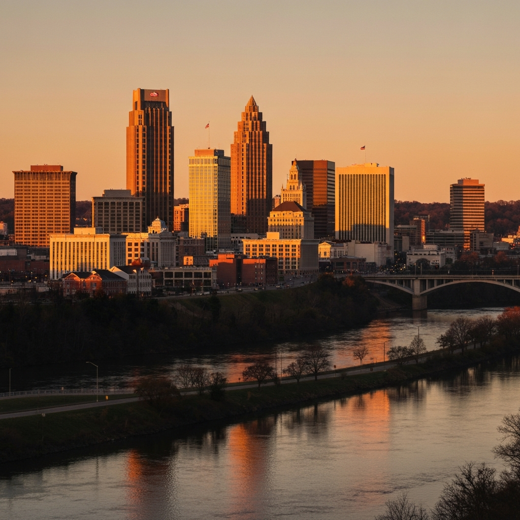 East Tennessee Knoxville skyline at golden hour