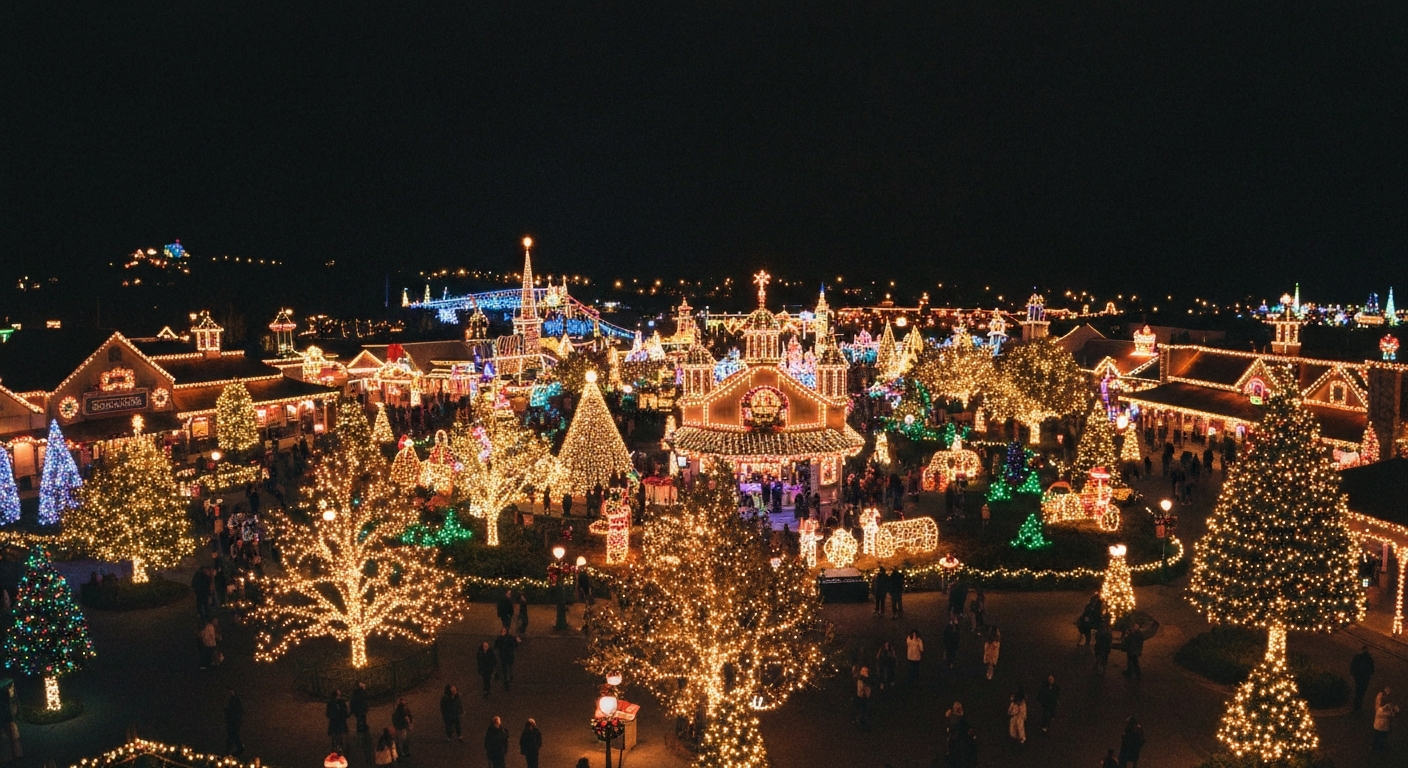 Dollywood theme park at Christmas night