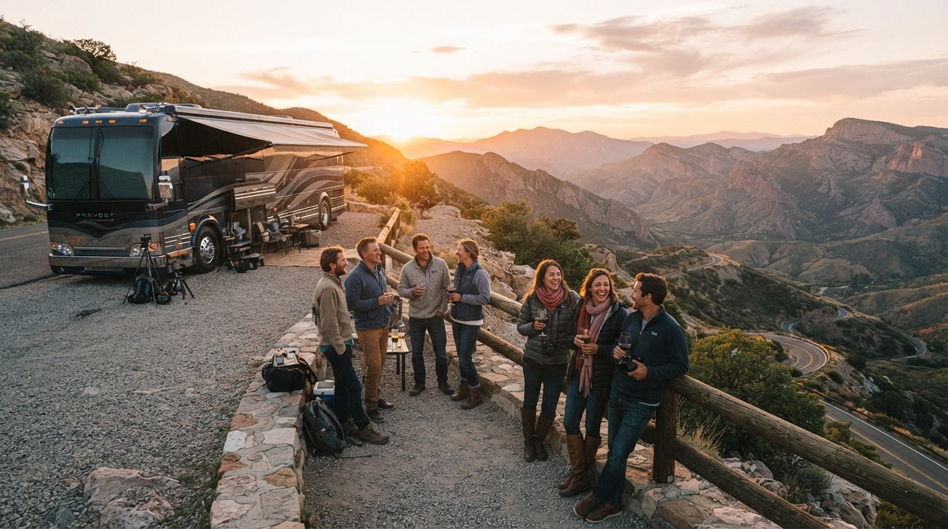 Motorcoach at scenic overlook