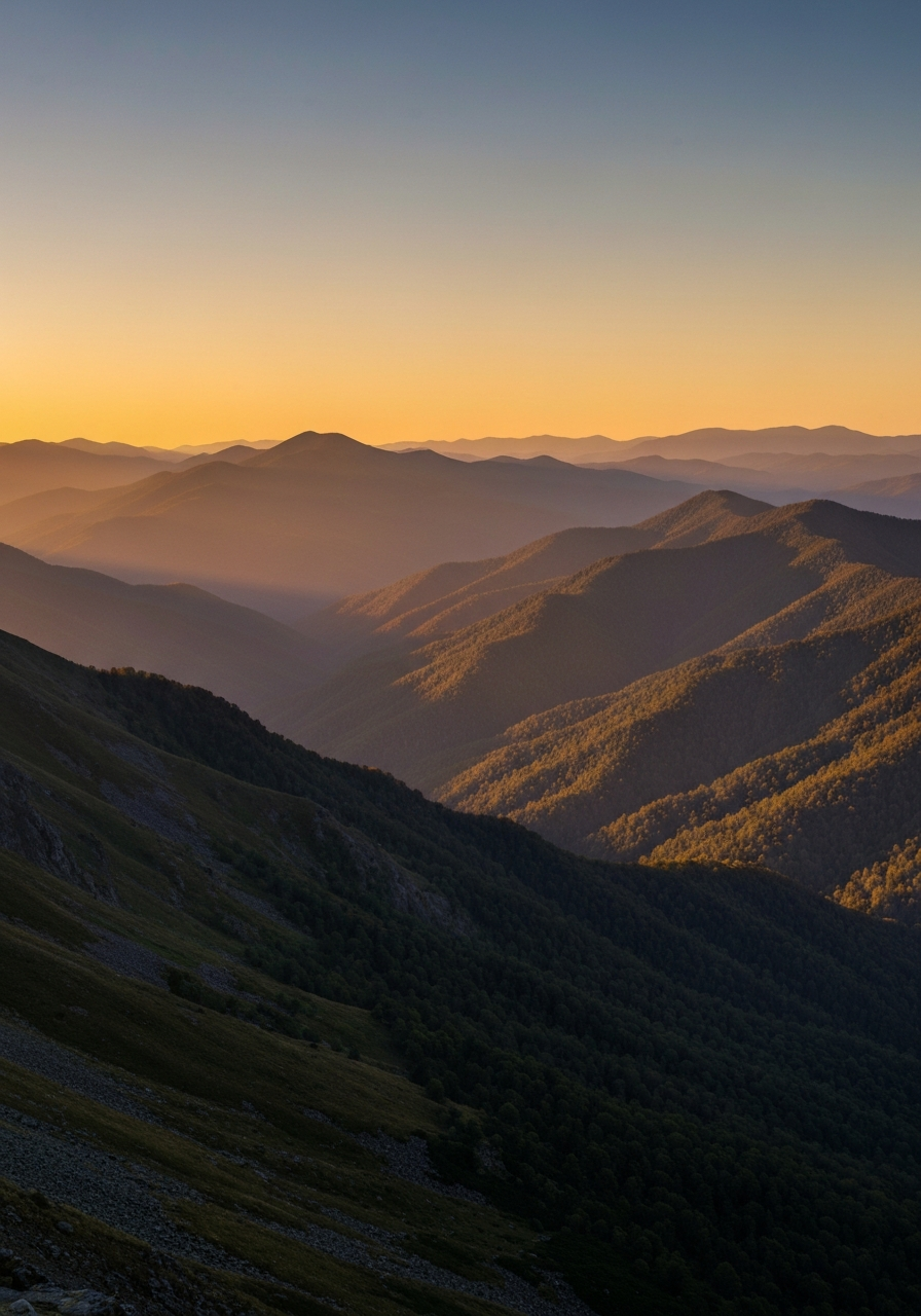 East Tennessee mountain landscape at golden hour