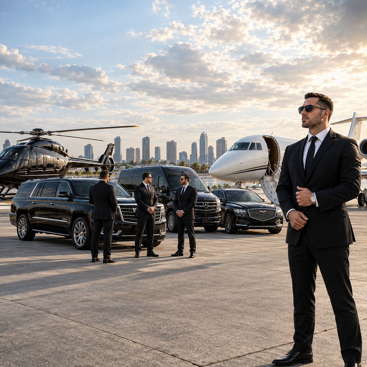 Executive & Corporate Transportation — Executive protection, private aviation, and luxury fleet