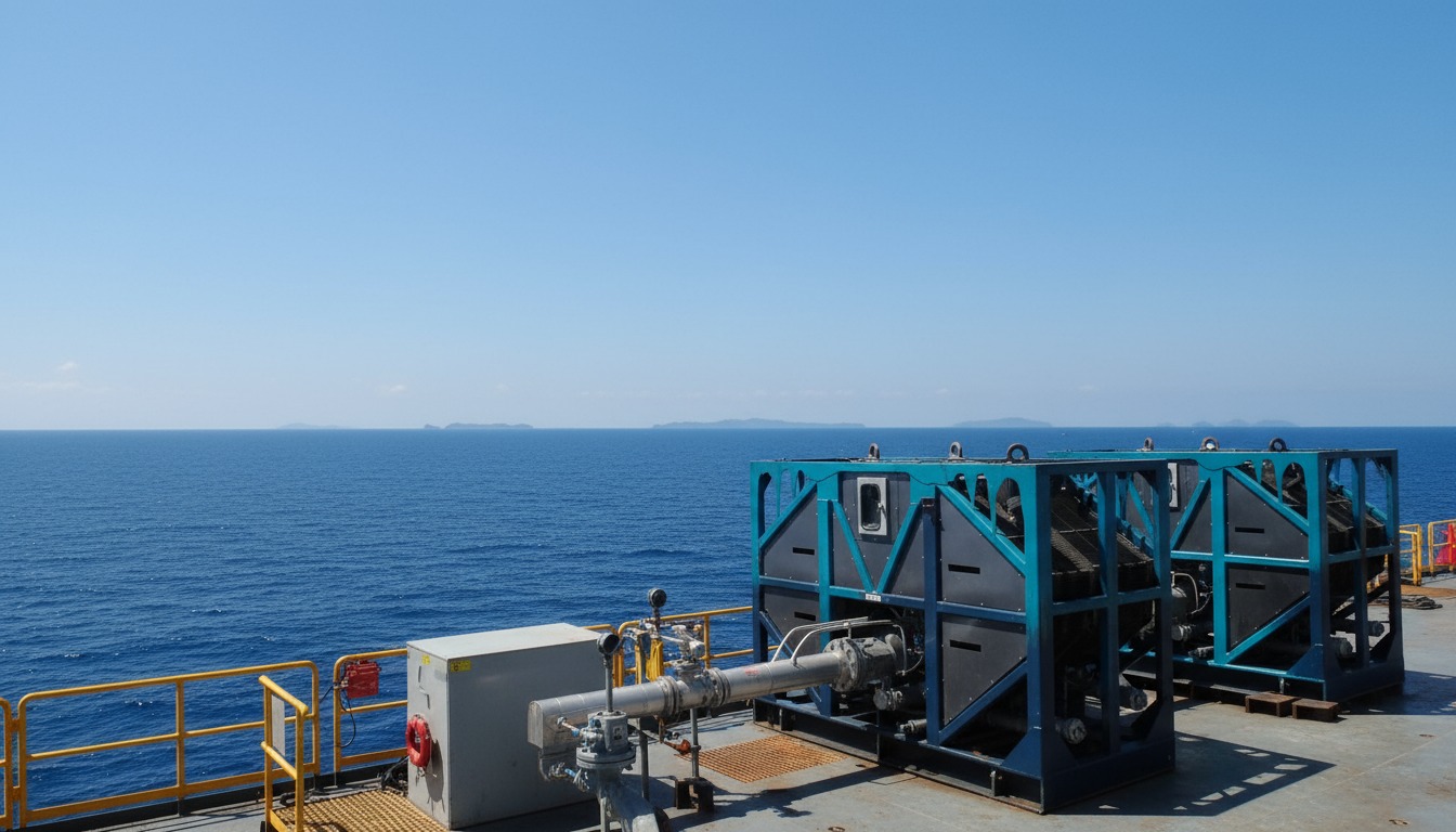 Offshore FX Unit mud cooling on the Deep Driller 1 rig for GSPC in the Indian Ocean