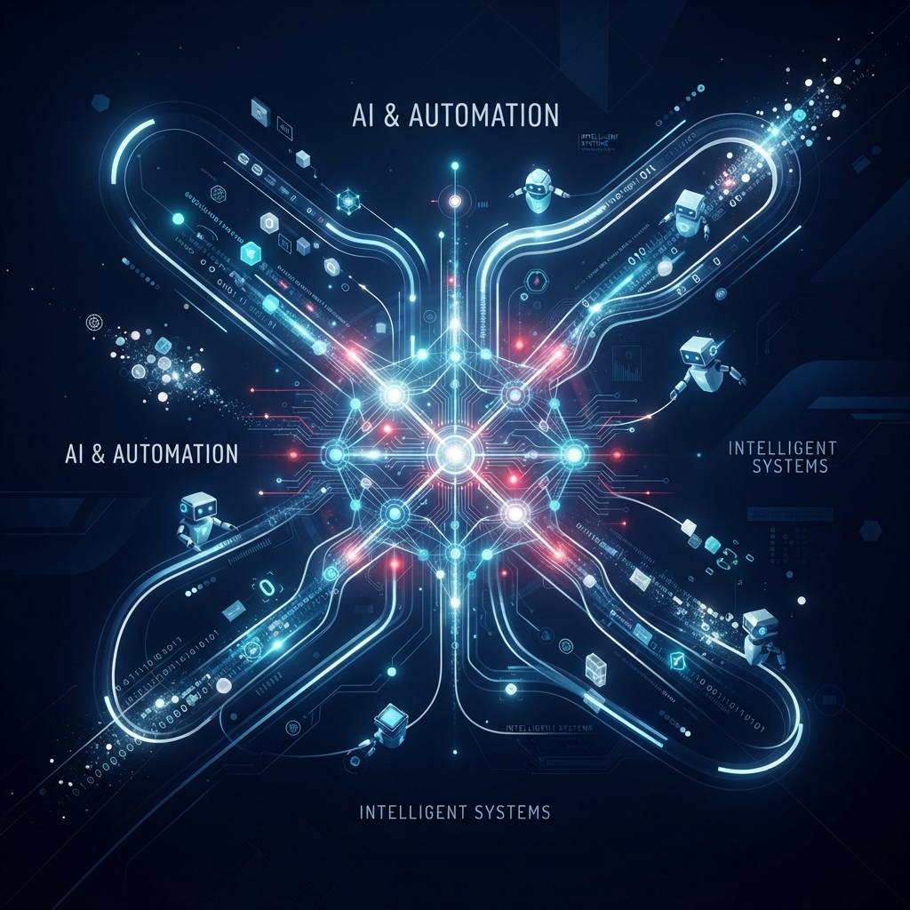 Artificial intelligence neural network and automation illustration