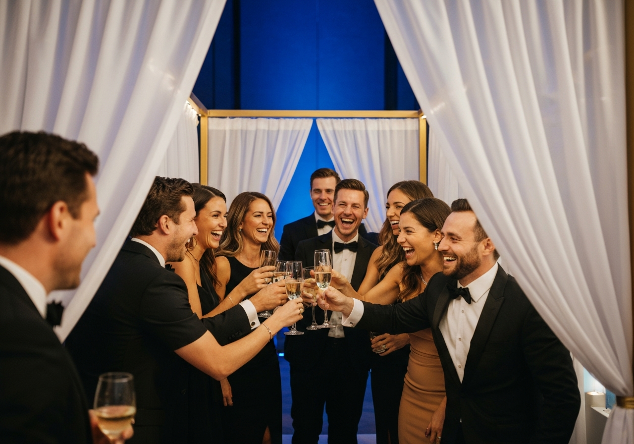 Guests having fun in photo booth