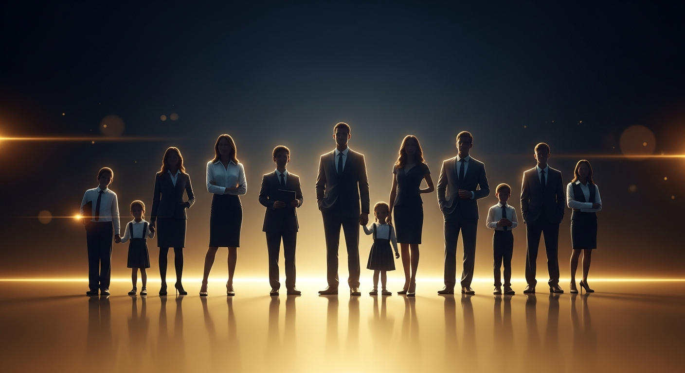 Silhouettes of professionals and families