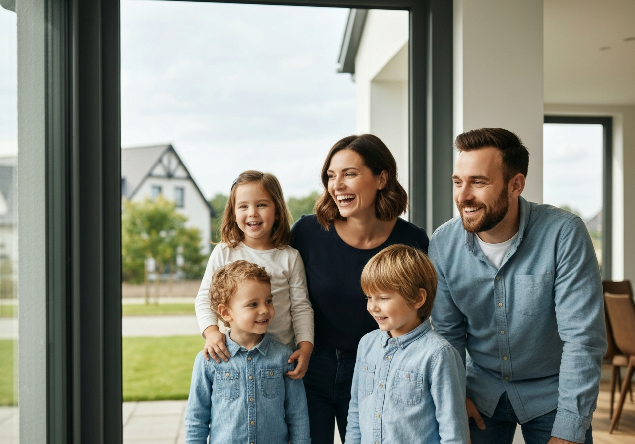Happy family buying a home