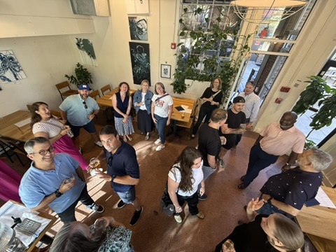 Smiling group at Linky Drinks