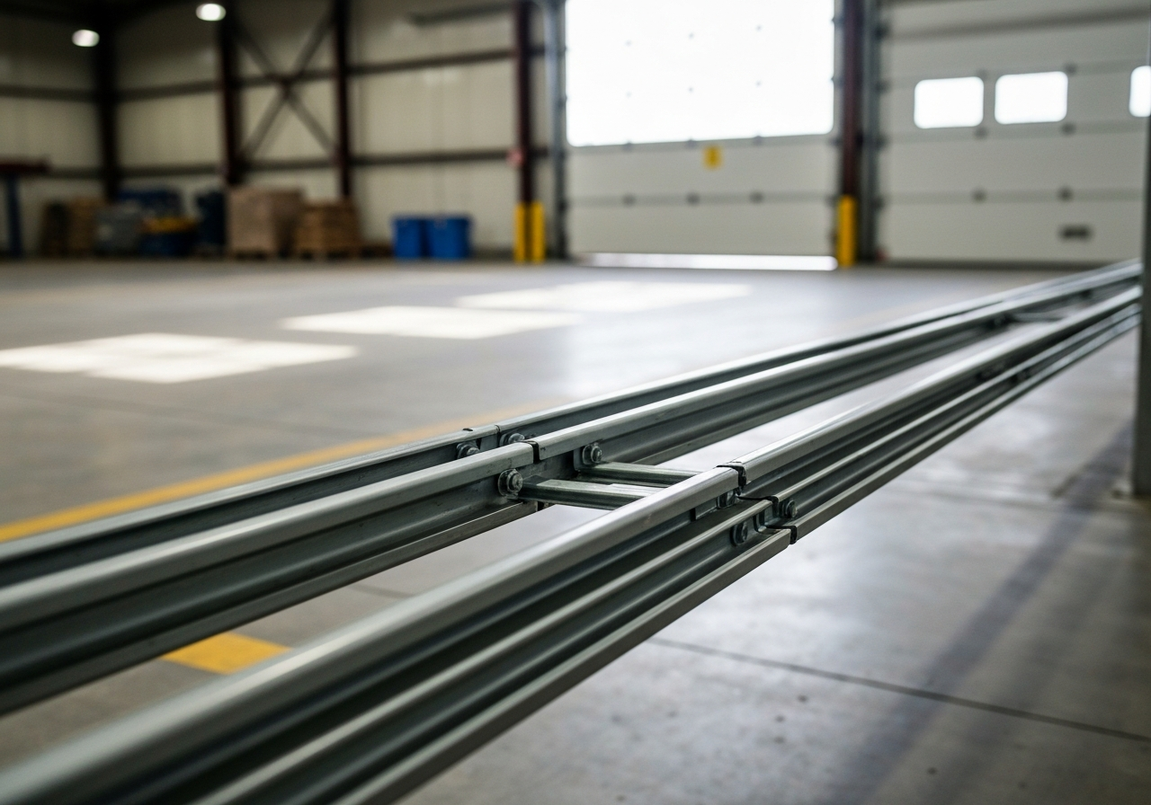 Commercial garage door track misalignment repair