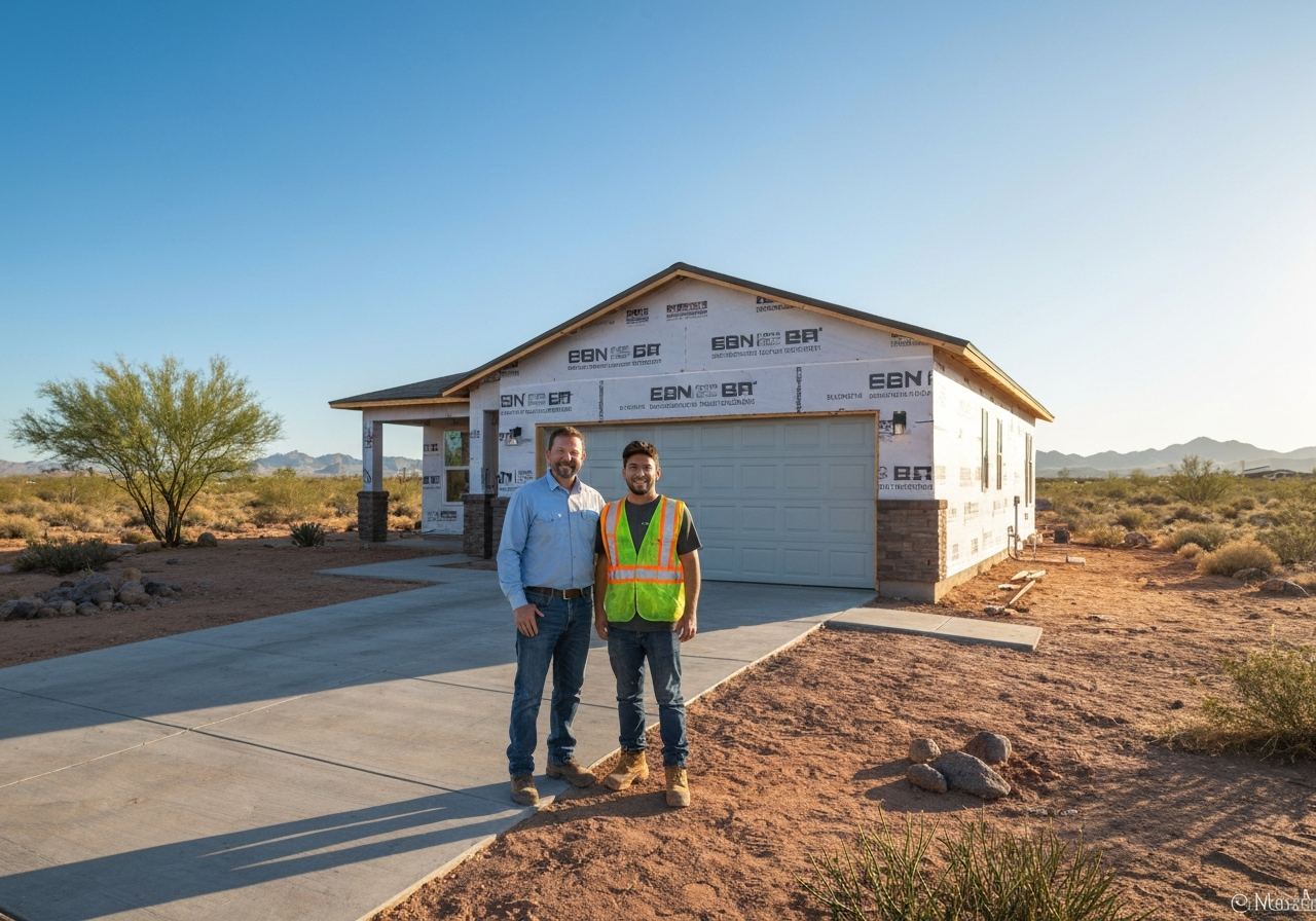 New construction home with a fresh garage door installation in Yuma, AZ