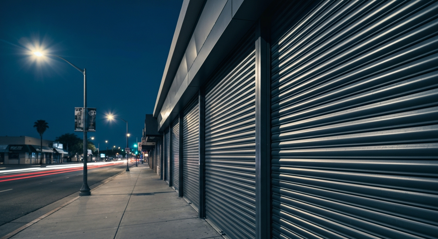 Security shutters installed on a Yuma, AZ commercial storefront