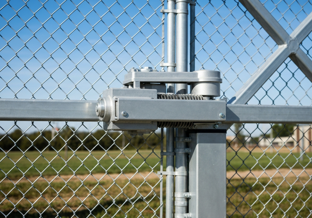 Slide gate operator on a rolling commercial gate
