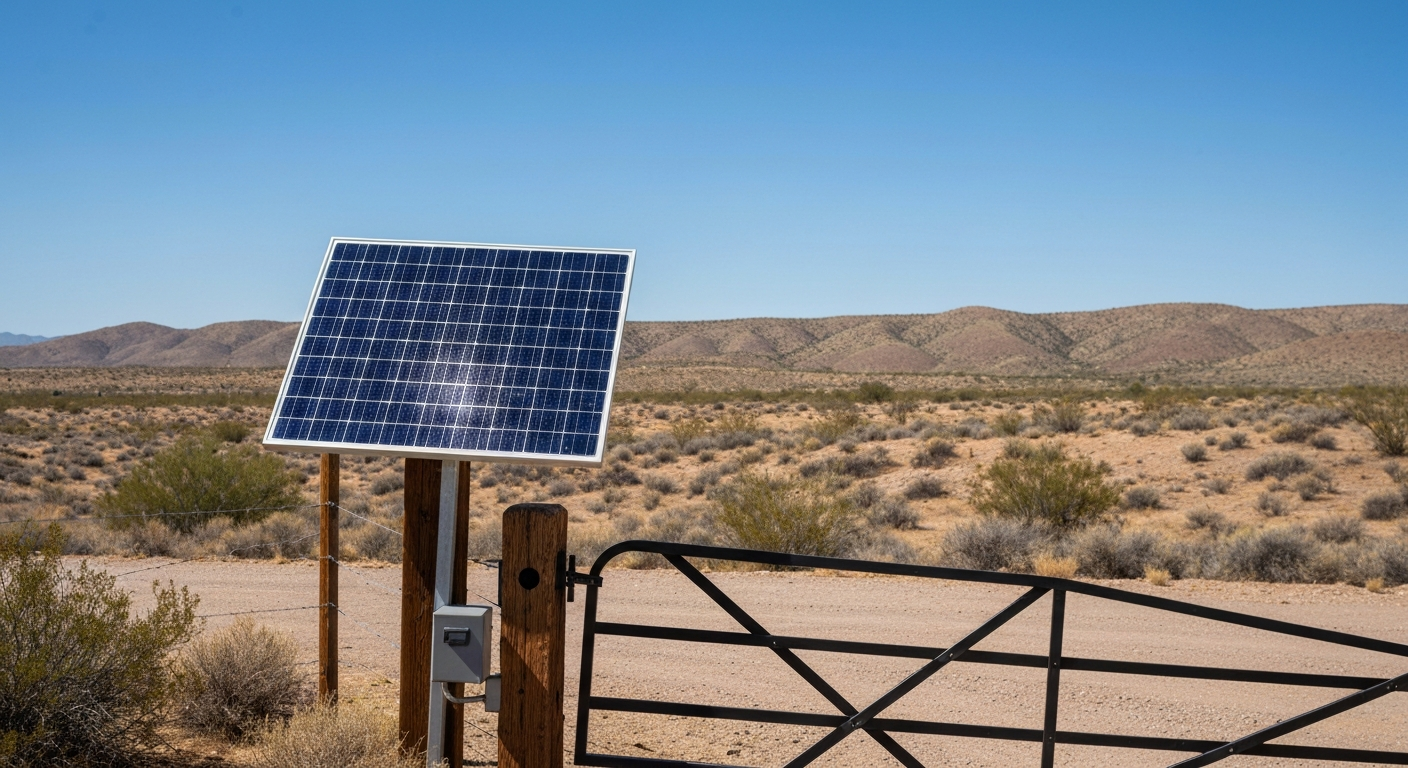 Solar-powered gate opener installed in Yuma, AZ