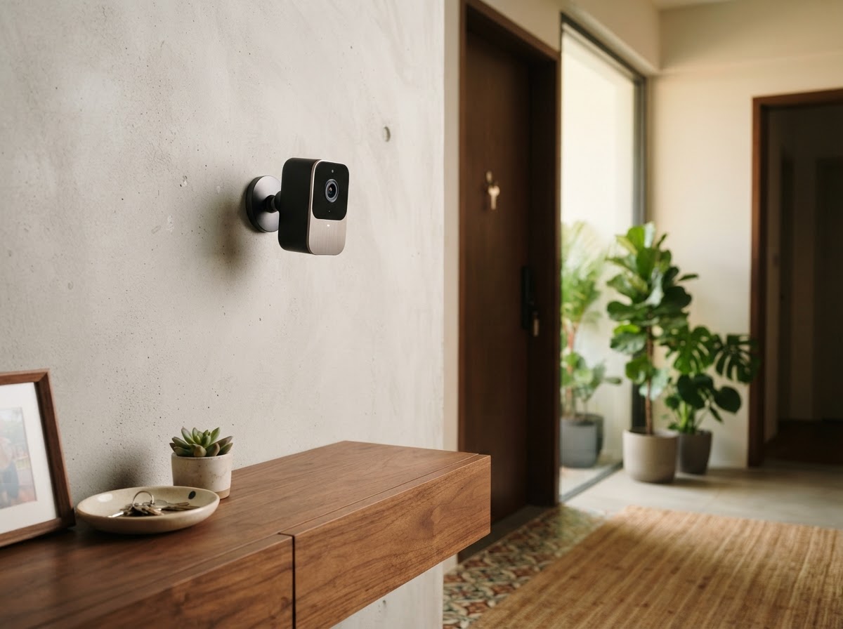 Aqara smart door contact sensor on a modern apartment door frame