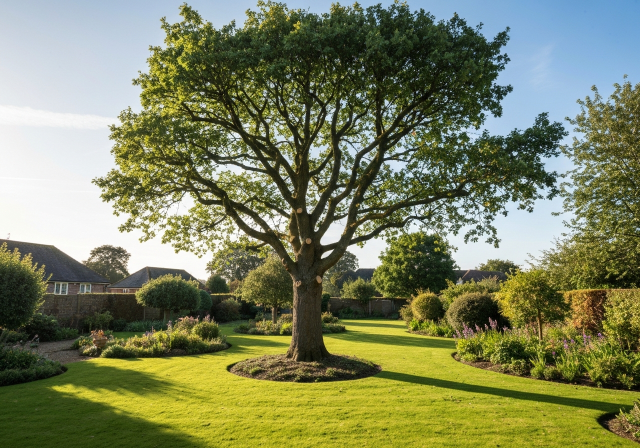 Neatly pruned tree after professional tree surgery