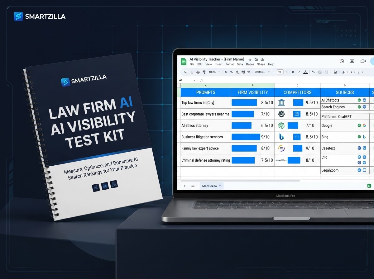 Smartzilla Law Firm AI Visibility Test Kit PDF and Google Sheet tracker