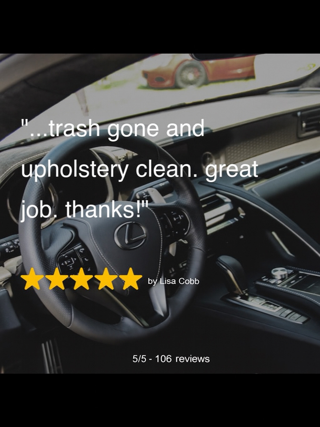 Google review by Lisa Cobb - 5 stars, trash gone and upholstery clean