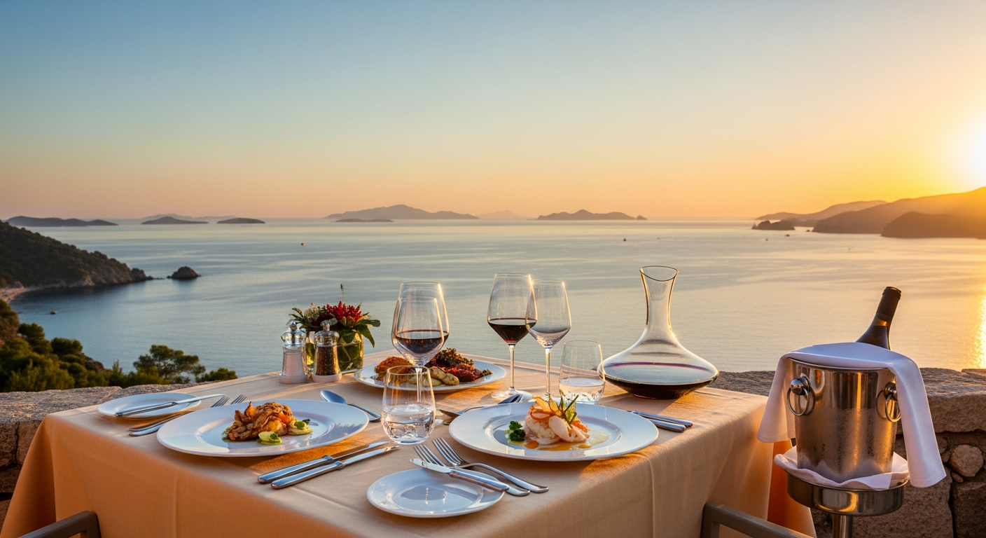 Luxury dining with a sunset view