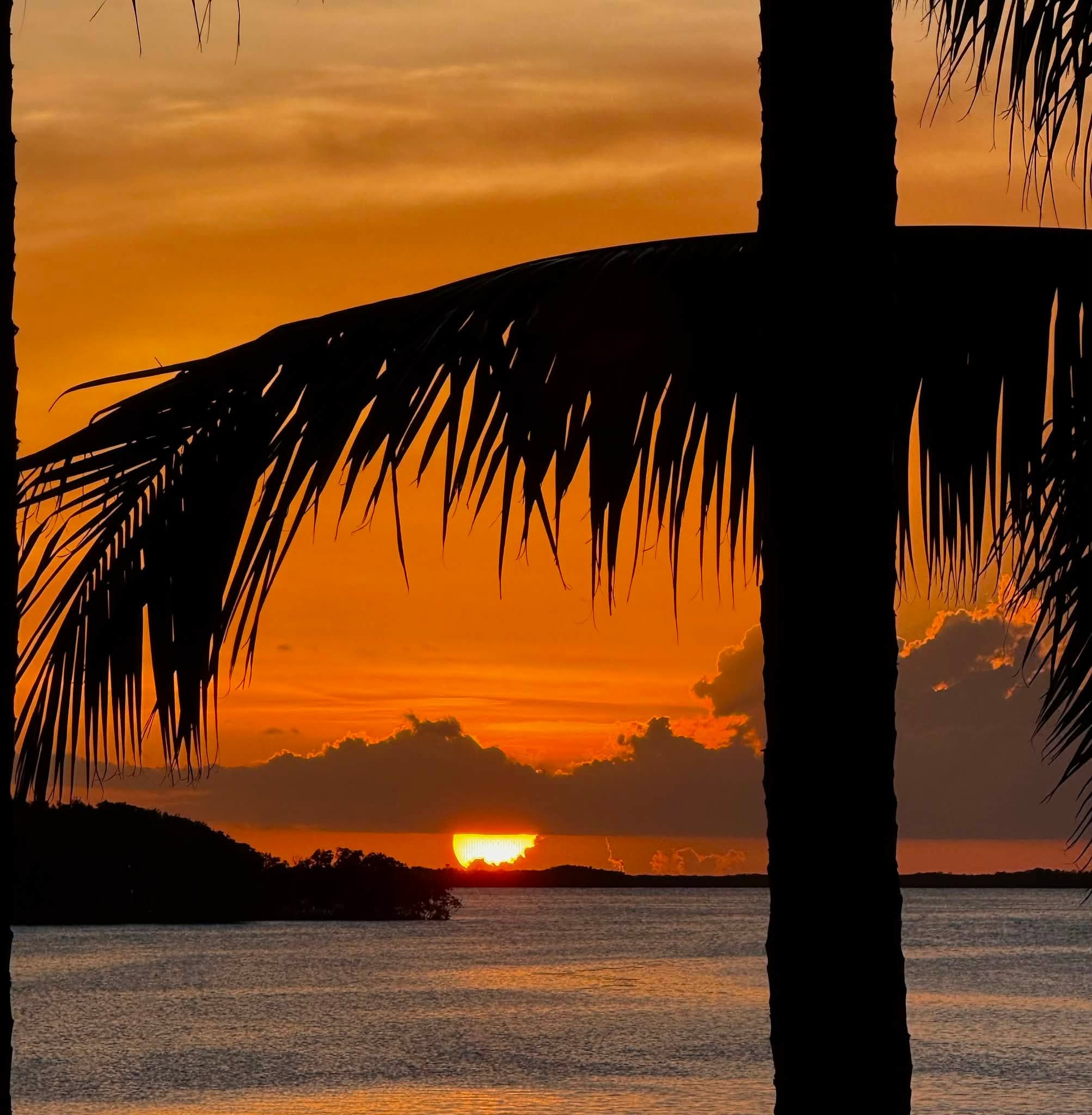 Breathtaking Florida Keys sunset over Florida Bay at Bungalows Key Largo