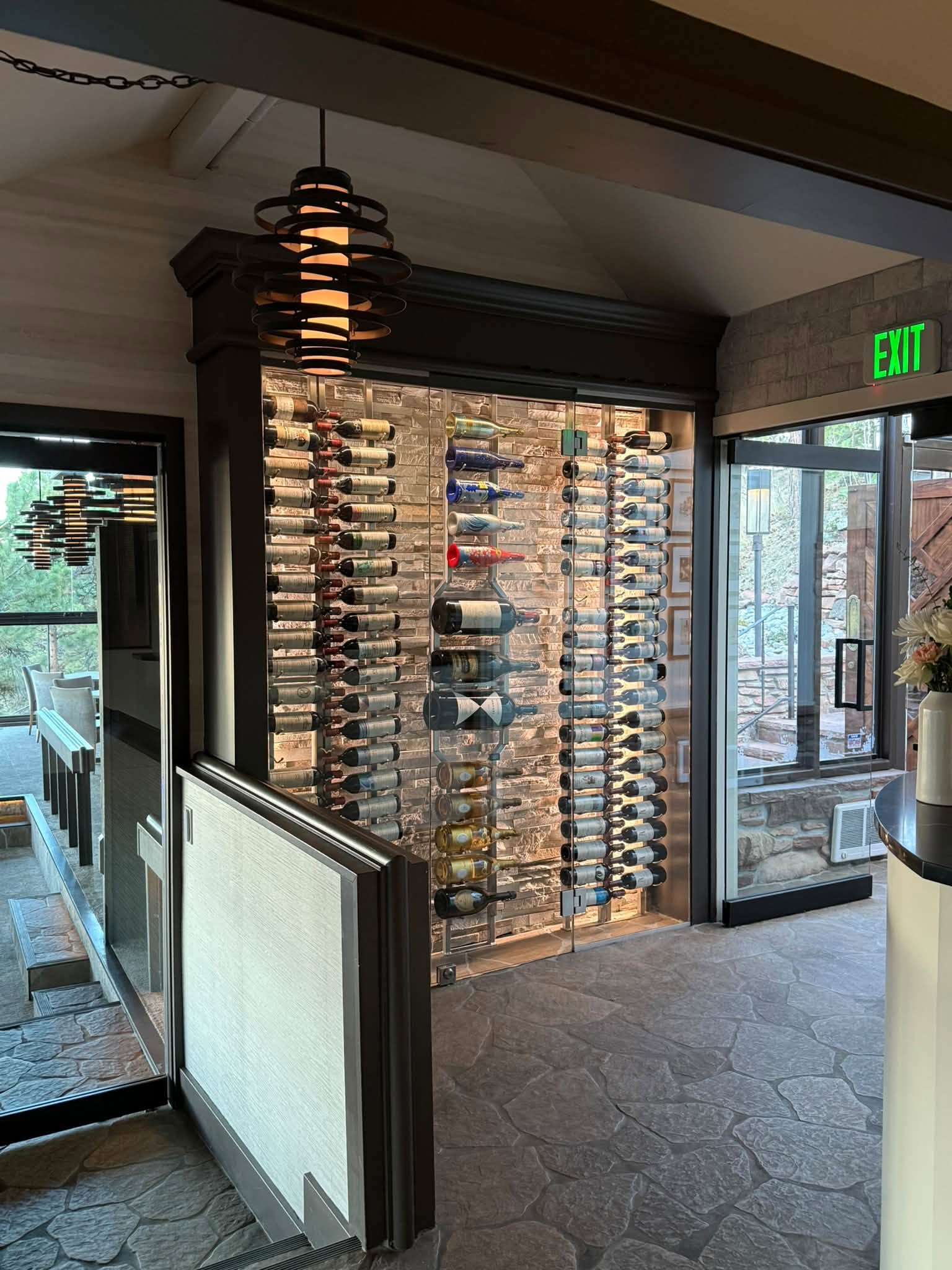 Floor-to-ceiling wine display at Flagstaff House