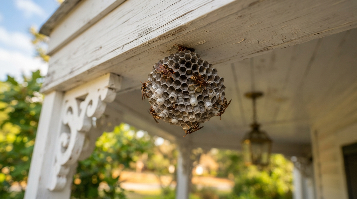 That Nest Under Your Eaves: How to Identify Wasps, Hornets, and Yellow Jackets in Coastal Georgia