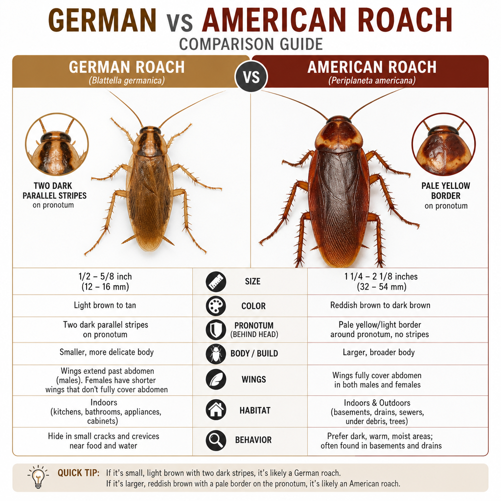 German vs American Roach Comparison Guide