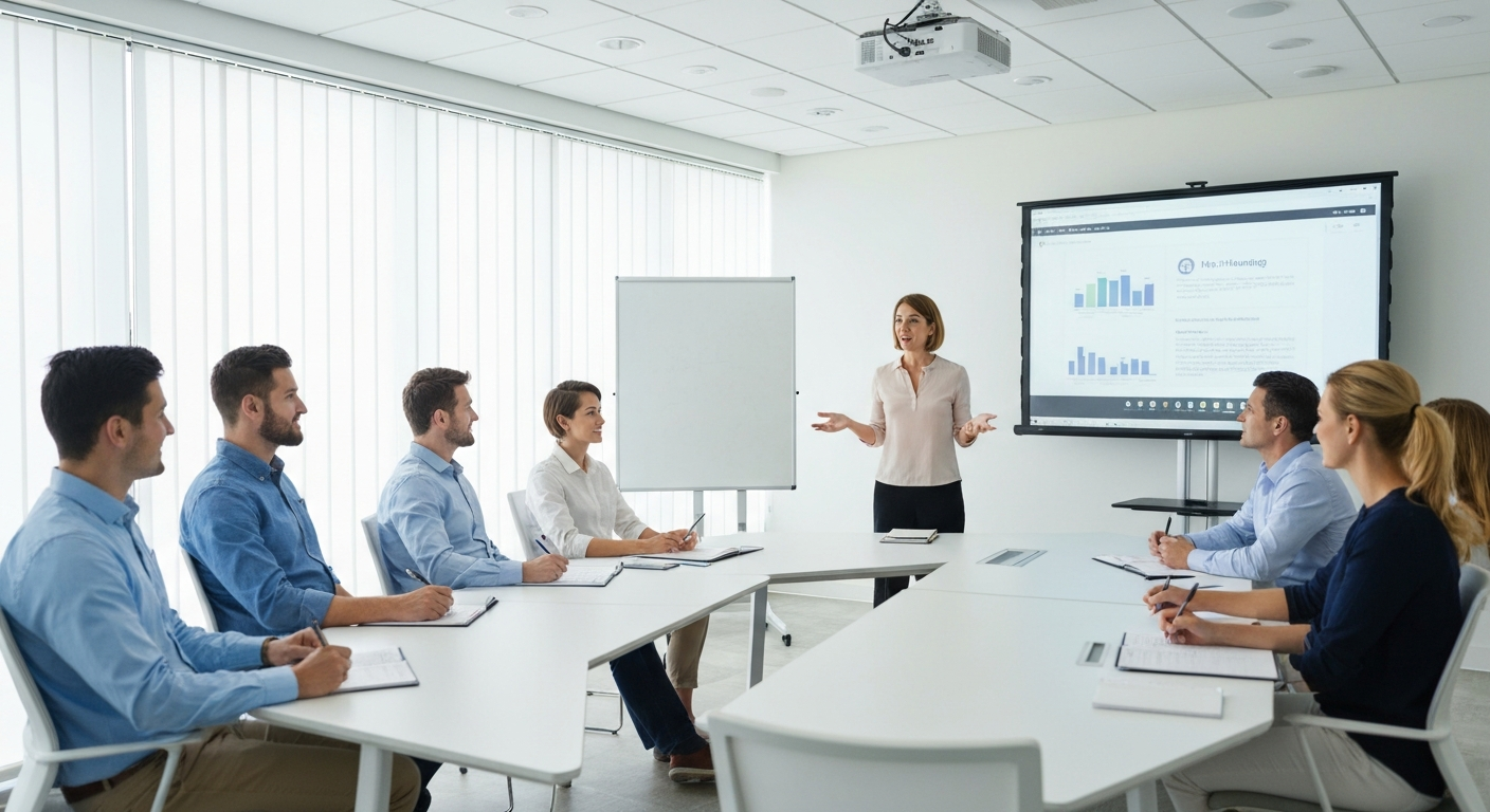 HR leader presenting to employees